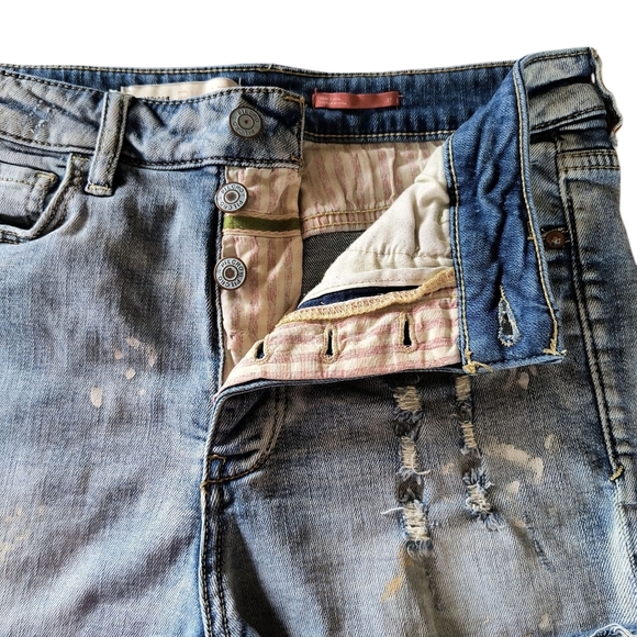 Anthropologie Pilcro Button Fly Faded Blue Denim Shortie Shorts Size 27 - Picture 3 of 11